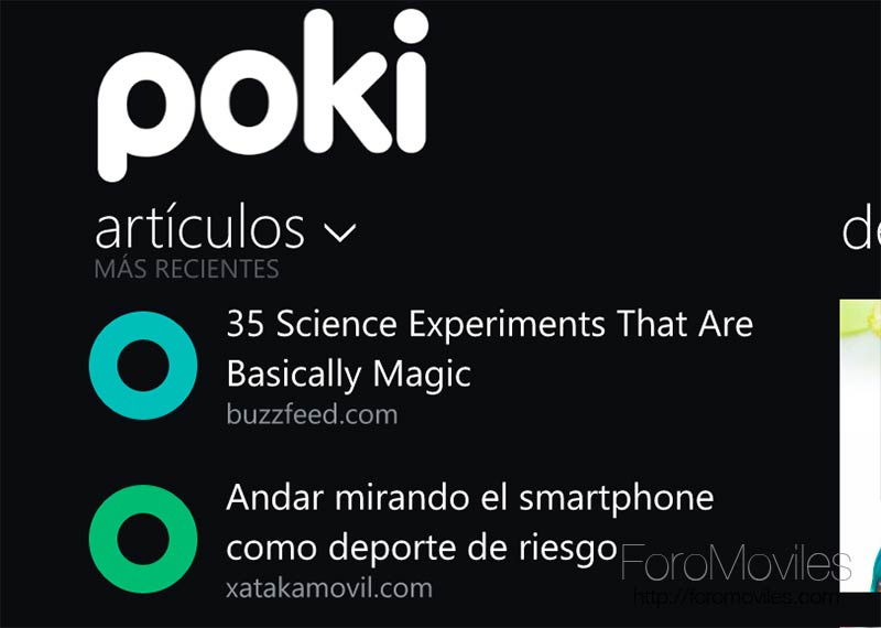 Pocket en Windows Phone