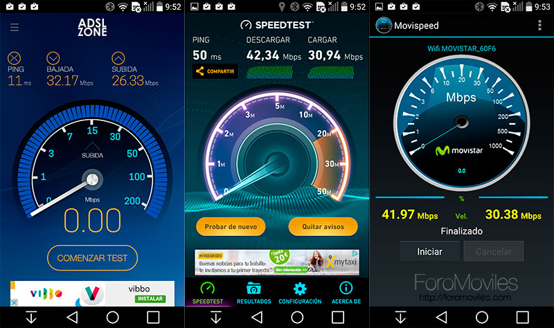 Apps para hacer test de velocidad en Android: Speedtest, Movispeed...